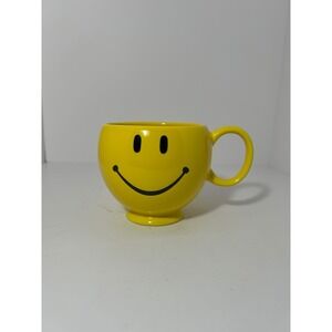 Teleflora Gift Smiley Face Mug Yellow Ceramic Happy Face Coffee Cup Retro Style